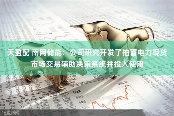 天盈配 南网储能：公司研究开发了抽蓄电力现货市场交易辅助决策系统并投入使用